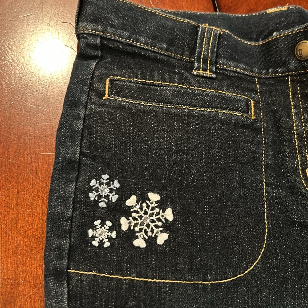 NWOT Gymboree 2008 Winter Snowflake Rhinestone Snowflake Denim Boot cut Jeans 8+ - Picture 8 of 15